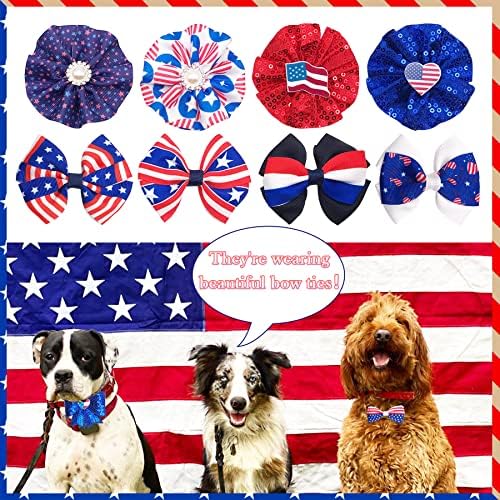 PET SHOW 12pcs američka zastava Patriotske male pse ovratnik čari cvijeće lučke veze za 4. jula Dani neovisnosti Kostimi Srednje psečke