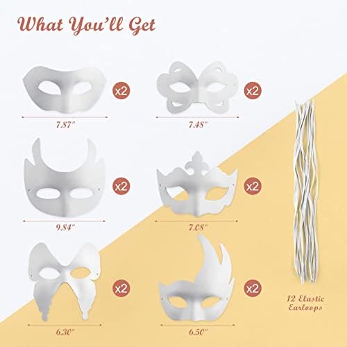 Aumiss bijele maske, 12kom DIY neobojene maske za maskiranje obične maske za pola lica