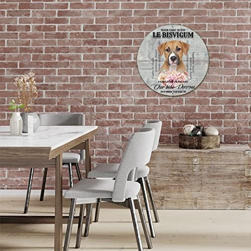 Smiješni okrugli pas metalni znak PLAKE Prilagođeni kućni ljubimac Naziv za pse Francuski retro vijenac potpisuje kućne ljubimce Dog