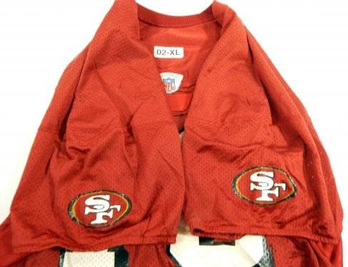 2002 San Francisco 49ers 76 Igra Rabljena drevna dresa Crvena praksa XL 74 - Neintred NFL igra rabljeni dresovi