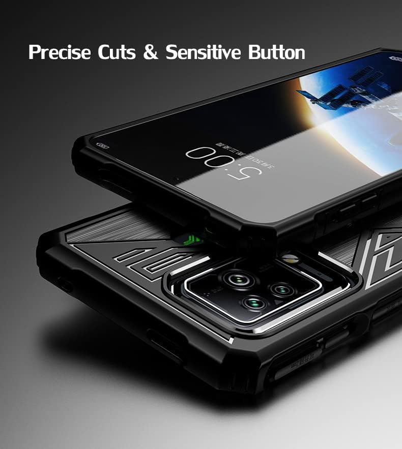 Nabefamu Xiaomi Black Shark 5 Pro slučaj sa 1 kaljenim staklom + 4 Gaming finger Cover, hlađenje TPU otporno na pad otporan na ogrebotine-siva