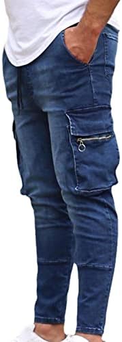 Maiyifu-GJ Muški vijak FIT-a Multi džepovi Jeans Skinny Stretch traper olovke SIDE džep hip hop koničana nona