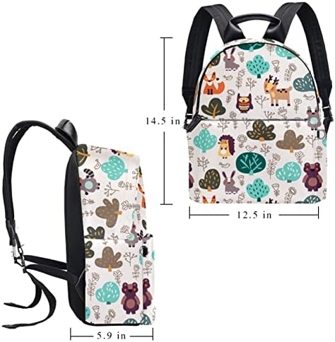 Tbouobt kožni putni ruksak lagani laptop casual ruksak za žene muškarci, crtani životinjski sova Elk lisica
