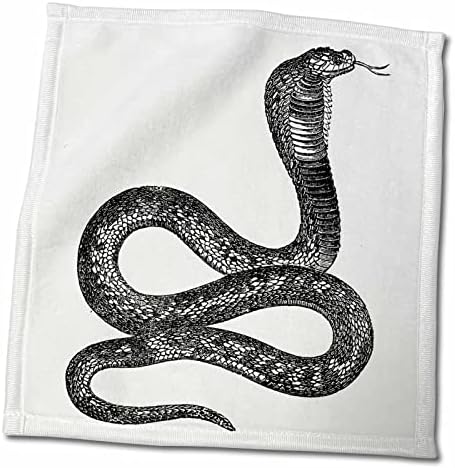 3drose cvjećanski životinje - crno-bijela vintage kobra zmija - ručnici