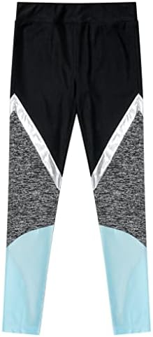 Hansber Kids Girls Atletska gamanja Kompresija Workout Yoga hlače Boja blok za plesne tajice trčanje pantalone