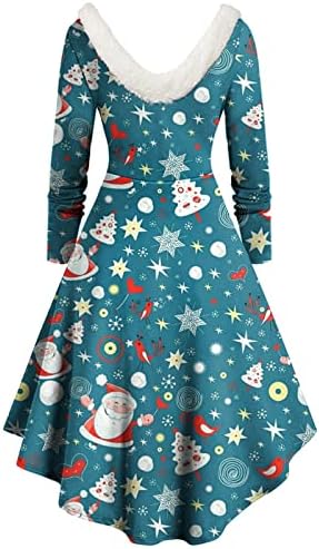 2022 Božićne haljine za ženske kratke rukave Swing haljine Vintage Lace Floral Patchwork a Line koktel party Dress