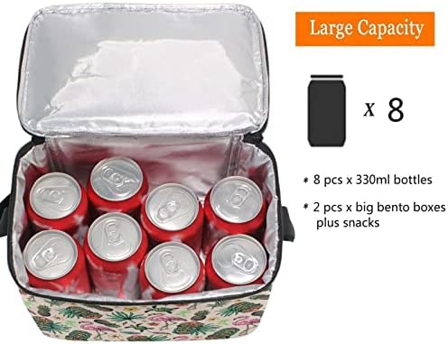 ZZXXB tropska Flamingo kornjača izolovana torba za ručak hladnjak za višekratnu upotrebu kutija za ručak Školska Kancelarijska putna