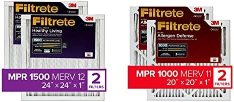 Filtrete 24x24x1, Filter za vazduh iz peći AC, MPR 1500, Ultra alergen za zdrav život, 2 pakovanja & 20x20x1, Filter za vazduh iz