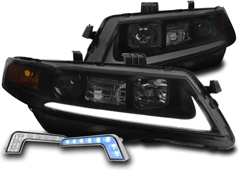 ZMAUTOPARTS LED DRL Crni/dimni projektor farovi farovi sa 6,25 plavim LED DRL svetlima za 2004-2008 Acura TSX
