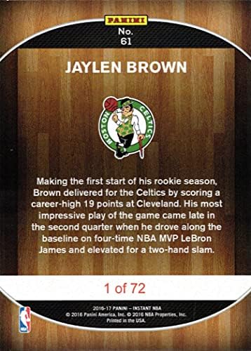-17 Panini Instant Basketball 61 Jaylen Brown Rookie Card Celtics - samo 72 izrađen
