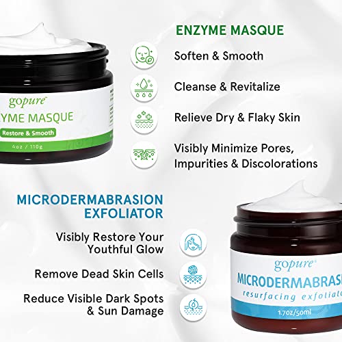 goPure Exfoliate & amp; Glow maska za lice Set za njegu kože-mikrodermoabrazija piling lica & enzimska maska za lice - dva prirodno