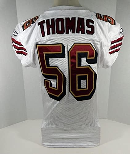2008 San Francisco 49ers Dočavni Thomas 56 Igra Polovni bijeli dres DP08245 - Neincign NFL igra Rabljeni dresovi