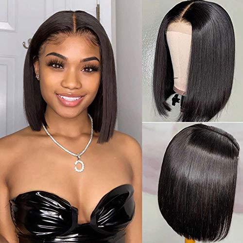 BLY 180% gustoća kratke Bob čipkaste prednje perike ravna ljudska kosa 4x4 čipkaste perike za crne žene brazilska Djevičanska kosa