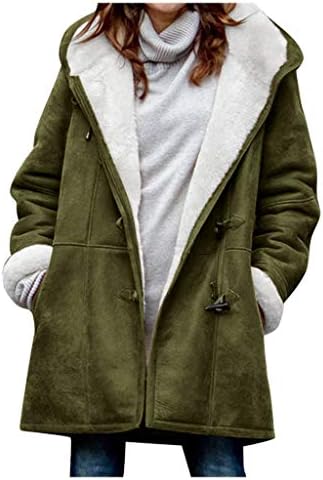 Zimski kaputi za žene retro topli dugi rukav plus veličina jakna ruga kopča džepni kapuljač spuštena gusta gornja odjeća