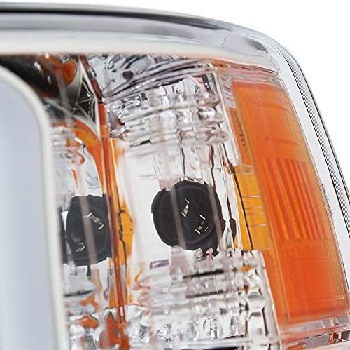 SPEC-d podešavanje hromiranog kućišta prozirnih sočiva farovi sa LED svjetlosnom trakom kompatibilni sa Chevy Silverado 1500 2007-2013, 07-14 2500HD 3500HD, L+R par glava lampa sklop