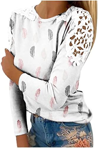 2023 NOVO vrhovi za žensku čipku izdubljeni dugih rukava Okrugli vrat majica Slim Fit Pulover dukserice