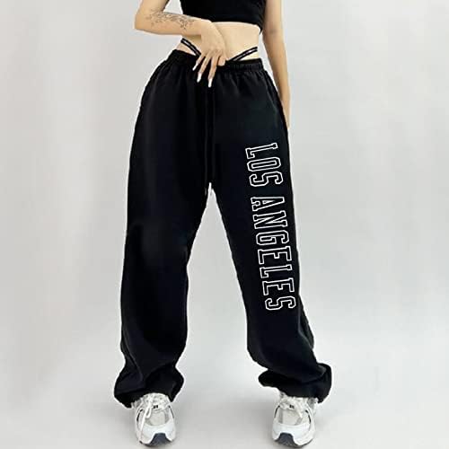 Elastične strugove gaćice hlače elastične nacrtaju joggers hlače vježbaju casual pismo ispis vrećice pantalone povremene žene