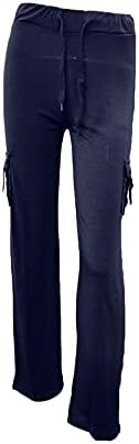 JORASA Womens Dukset elastične struke hlače nacrtavanje Srednjeg uspona pantalonaca Dugme dno personalizirano džepom