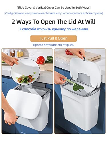 Kupatilo kanta za smeće, zidna viseća kanta za smeće za kuhinje vrata ormarića sa poklopcem kuhinjske kante za smeće, 8L