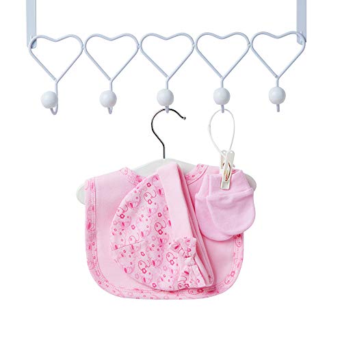 Novi poklon Set za novorođenčad - roze kutija za uspomenu sa Zvečkom, okvir za fotografije, Muslin tkanina, Bib, rukavice i šešir
