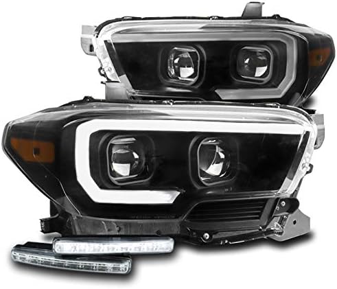 ZMAUTOPARTS LED sekvencijalni projektor farovi Crni w / 6 bijeli DRL kompatibilni sa -2023 Toyota Tacoma SR / SR5