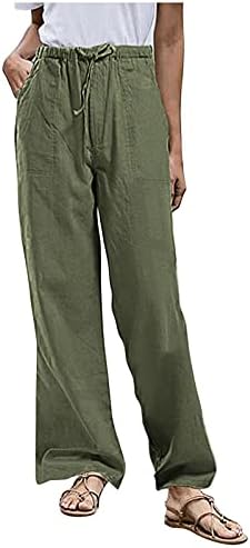 DSODAN posteljine za žene Ležerne prilike sa labavim teretnim pantalonama sa džepom Plus veličine za crtanje široke noge Solid Color
