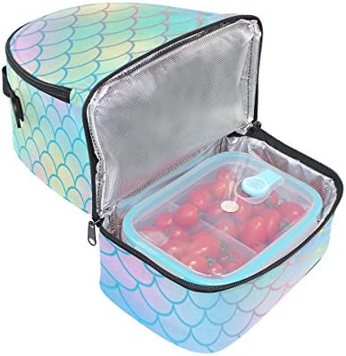 My Little Nest izolovana torba za ručak sa dvostrukim pretincem, Candy Color Magic Mermaid Fish scale uzorak ponovna kutija za ručak