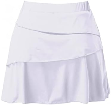 Qifen tenis sportska suknja sa kratkim oblogom za žene 2 u 1 visoki struk gumenim ruffles znojne suknje od svilene tkanine