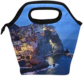 HEOEH Italija Cinque Terre scena torba za ručak Cooler tote torba izolovana Zipper kutija za ručak torba za vanjsku školsku kancelariju