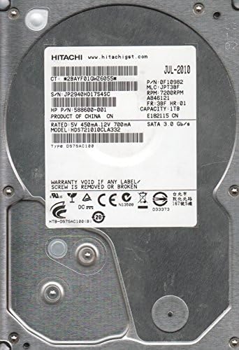 HDS721010Cla332, PN 0F10982, MLC JPT3BF, HITACHI 1TB SATA 3.5 Hard disk