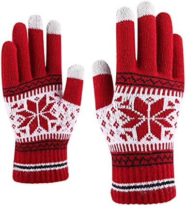 Rukavice guste i odrasle štampe zimske tople mobilne pletene rukavice sa sitotiskom pahuljice zimske rukavice za hladno vrijeme