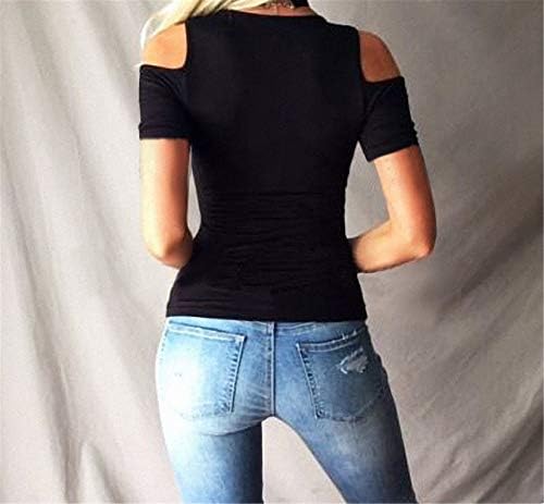 Andongnywell ženska seksi sa ramena vezica Kratak rukav T-Shirt V vrat bluza prednji vrh majice majice