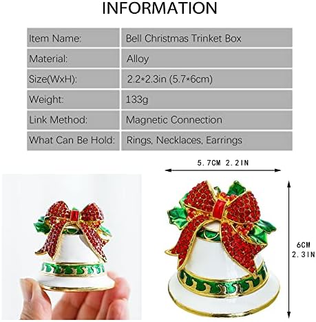 Yu Feng Božićna sitnica sa bowknot zelenom lišću dekoracija i zvona figurine rhinestones nakit nakit oslikani emajlirani šarke nakit