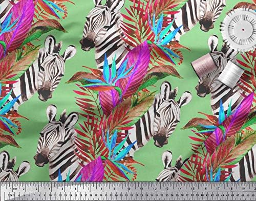 Soimoi pamučna Jersey tkanina tropsko lišće & amp; Zebra tkanina sa životinjskim printom u dvorištu širine 58 inča