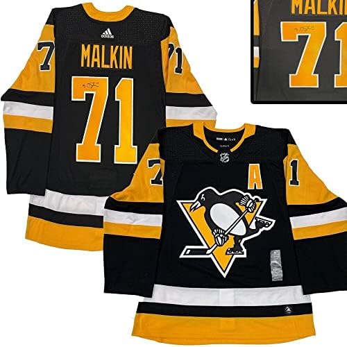 Evgeni Malkin potpisao Pittsburgh Penguins Black Adidas Pro Jersey - autogramirani NHL dresovi