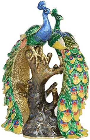 Mješavina ružičasta i zelena paunska sirna kutija nakit ručno oslikana ukrasna kutija sa šarkama držač minđuša sa šarkama za ptice za ptice