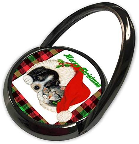 3Droza objektiv umetnost od Florene - Božić - slika retro psa i mačke zavijaju kažu sretan Božić s plaikom - telefonski prsten